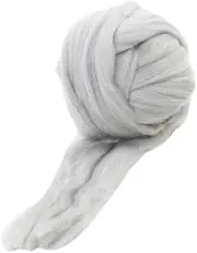 Nvzi-b Merino Wool Roving 2.2 lb for Spinning | Soft Chunky Jumbo Yarn for Arm Knitting Blanket ，Felting Core, Carded Stuffing，Light Grey