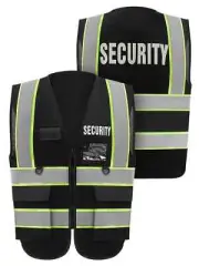 6 Pcs Security Vest for Security Guard with 4 Pocket Reflective Security Officer