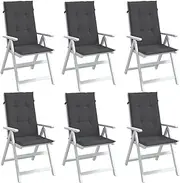 Highback Chair Cushions 6 pcs Melange Anthracite 120x50x4 cm Fabric,Chair & Sofa Cushions 5.15KG-4002411