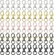 OJIOUI 50 Pcs Swivel Snap Hooks with Key Rings Metal Swivel Clasp Lanyard Snap Hook Lobster Claw Clasps for Keychains Jewelry Crafts 38mm (Multi-Color)