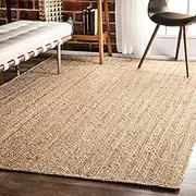Vipanth Exports Natural Jute Rug in Square Design Handmade Area Rug for Home Decor, Kitchen, Hallway, Living Room (84 x 84 Inch (7 Feet Square), Beige)