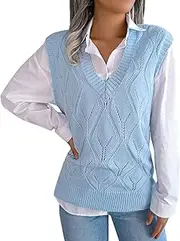 [Generic] Sweater Button Vest for Men Womens V Neck Sleeveless Knitted Vest College Pullover Sweater Man Vest Sweater