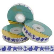 Sealife Blue Print 5/8" Fold Over Elastic