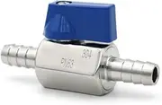 7 8 9 10 12 13 14 15 16 mm Hose Barb 304 Stainless Steel Sanitary Mini Ball Valve Homebrew with Handle(14mm Barb,Blue Handle)