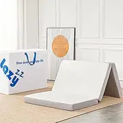 Lazyzizi Foldable Mattress, 3 Inch Memory Foam Trifold Mattress with Breathable & Washable Bamboo Fiber Fabric Cover, Folding Floor Mattress Guest Bed for Camping, Road Trip, Single