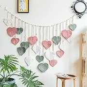 Teahutty 55.1 X 35.5in Large Macrame Tapestry,Boho Handmade Woven Hanging Leaves Tapestry with Wood Beads,Wall Art Decor for Bedroom Living Room Apartment
