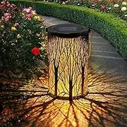 Solar Lanterns, LED Solar Garden Lights Outdoor, Hanging Lanterns Solar Powered with Handle, Decorative Solar Lights for Halloween Table Patio Yard Pathway Walkway Driveway (1 Pack)