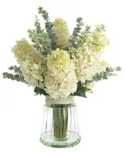 Creative Displays White Hydrangea & Lilac With Eucalyptus Floral Arrangement