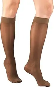 Truform Sheer Compression Stockings, 15-20 mmHg, Women's Knee High Length, Diamond Pattern, Espresso, X-Large