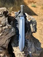26" CUSTOM HANDMADE CARBON STEEL BLACK GLADIUS SWORD MICARTA HANDLE+SHEATH