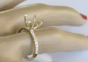 1/4CT DIAMOND SEMI MOUNT RING 14K YELLOW GOLD FOR 2CARAT ROUND CENTER STONE