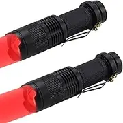 Tunghey 2Pack High Power Red LED Flashlight, Single Mode Red Light Torch for Astronomy, Aviation, Night Observation (Batteries Not Included) (Red)