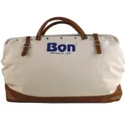 Bon Tool 20 In. Canvas Tool Bag With Leather Bottom In White