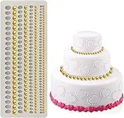 Pearl Fondant Molds Gum Paste Molds 4 Size Round Pearl Chain Silicone Mold for Cupcake Toppers Fondant Candy Chocolate Cake Decoration