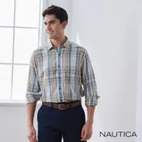 在飛比找momo購物網優惠-【NAUTICA】男裝 質感百搭格紋長袖襯衫(卡其)