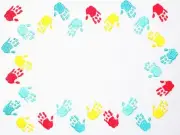 Children hand print Embroidered quilt label kids finger paint text included