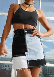 Hidden Layers Patchwork Mini Skirt