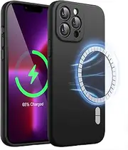 JETech Magnetic Silicone Case for iPhone 13 Pro 6.1-Inch, Compatible with MagSafe, Phone Cover with Camera Lens Full Protection (Black)