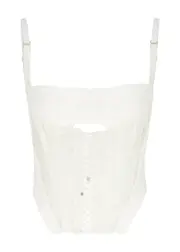 Dion Lee Lace-panelled Stretch-cotton Corset top - Ivory - 6 6
