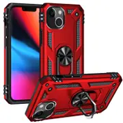 For iPhone 14 Case, Protective Shockproof TPU/PC Cover, Ring Holder, Red