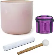 440Hz 7 Inch A Note Third-Eye Chakra Quartz Crystal Singing Bowl for Meditation Prayer & Sound Healing, Colored Sound Bowl with Carrying Case