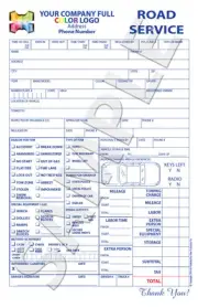 100 Color Custom Carbonless Form/Invoice Road Service, Towing, Accident, Service