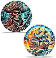 Pirate's Life Challenge Coin – Skull Pirate Captain Design, Gothic Pirate Ship with Full Moon, Adventure & Rebellion Symbolism – Ideal Souvenir for Pirate Enthusiasts & Fans of Legendary Tales