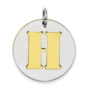 Sterling Silver Gp Initial H Double Plate Round Charm