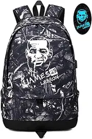 Basketball Player Star James Luminous Ball Storage Backpack Sports Equipment Depositary Multifunctional Student Bookbag for Men Women (Grey Pattern 2)