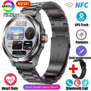 2025 New Watch S4 Ultra Sport Smart Watch Men AMOLED Screen NFC GPS Compass Hear