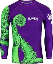[Raven Fightwear] Men's Kraken Octopus BJJ Rash Guard MMA Purple/Green