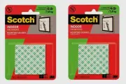 2 ~ Scotch MOUNTING SQUARES White 16 pcs Double-Sided Foam Tape Strong Bond 111P