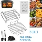 6 in 1 Air Fryer Steel Rack Grill Baking Accessories Kit For Ninja AF500UK 10.4L