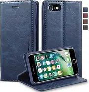 GoshukunTech Wallet Case for iPhone 7/8,for iPhone SE 2020/SE 5G 3rd Gen Leather Flip Case with RFID Blocking Card Holders Stand Feature Cash Pocket Magnetic Cover[Navy Blue]