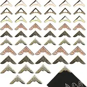 180Pcs Metal Book Corner Protector, 3 Colors Iron Guard Edge Cover for Decoration, Vintage Metal Book Corner Triangle Carved Decorative Triangle Photo Corners for Scrapbooks Notebook Album