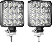 BYBDQKTVEH Led Light Bar 48w Led Bar 16 Square Spotlight Offroad Work Light for 4x4 4WD Car SUV ATV Tractor Boat Trucks 12V 24V Compatible with Barra Work Light(2X 48W Work Light)