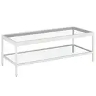 45 Clear Glass And White Steel Coffee Table With Shelf