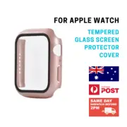 For Apple Watch Series 8 41mm Rose Pink Case Tempered Glass Screen Protector