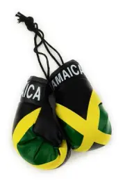 Jamaica Boxing Gloves Mini Pair for Rear View Mirror or Backpack Decor