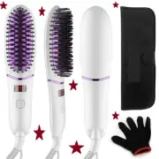 Portable Ionic Hair Straightener Brush w/LED Display & 5 Heat Settings