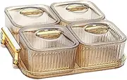 Caddy Serving Platter Serving Bowls Storage Container Dessert Dividing Plate Divided Dishes for Party Restaurant Reception Room Candy, Green with 3 Grids (Color : Aureate with 4 Grids)