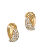 Bloomingdale's Fine Collection Diamond Pave Stud Earrings in 14K Textured Yellow Gold, 1.07 tcw