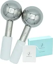 Ice Globes for Facials | Stainless Steel Ice Globes for your Face | 2 Count Facial Ice Globes | Cold Face Roller SkinCare | Ice Roller for Face and Eye Puffiness | Lymphatic Massager Facial Ice Roller