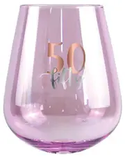 Rose Gold Decal 50th Birthday Stemless Wine Glass