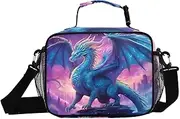 Purple Fantasy Dragon Insulated Lunch Box for Women Men - Ideal for Work, Picnics - Includes Adjustable Shoulder Strap