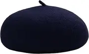 [WULIQIUQIU] Women Wool Blend French Beret Hats Solid Color Classic Beanie Cap