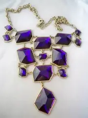 Lydell NYC Neon Purple Lucite Mixed Shape Modernist Bib Necklace