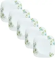 [CORELLE] J2211-FFA CP-1617 Square Medium Plates, Set of 5, Plates, Break-Resistant, Lightweight, Microwave Safe, Oven Safe, Dishwasher Safe