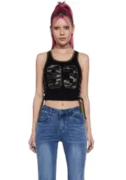 [dELiA*s by Dolls Kill] On My Team Mesh Tank Top - Black