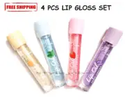 4 PCS Fruity Lemon Mint Strawberry Grape Lip Oil Gloss Clear SET